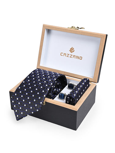 Cazzano Microfiber Polka Print Tie Set for Weddings, Business & Gifting Etc