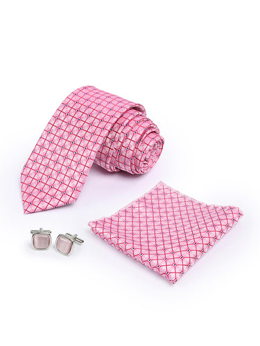 The Sharp Pink Professional Set – Microfiber Necktie & Cufflink Collection