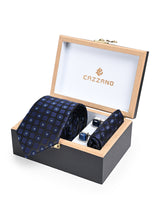 NAVY BLUE GEOMETRIC TIE SET 