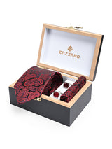 RED PAISLEY TIE SET 