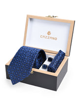 ROYAL BLUE FLORAL TIE SET 