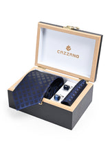 NAVY DIAMOND TIE SET