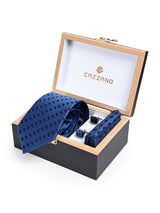 BLUE GEOMETRIC TIE SET 