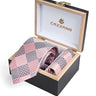 PINK & GREY TIE WITH POCKET SQUARE