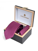 MAGENTA NAVY MINI SQUARE TIE SET