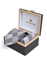 SILVER GREY TIE WITH POCKET SQUARE