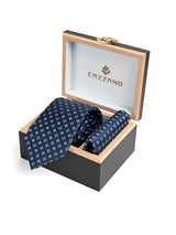 NAVY WHITE MINI FLORAL TIE SET