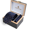 NAVY ORANGE FLORAL TIE SET