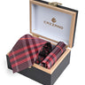 BURGUNDY RED CHECKED TIE SET