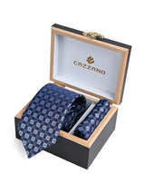 NAVY BLUE DIAMOND TIE SET
