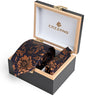 DARK NAVY COPPER FLORAL TIE SET