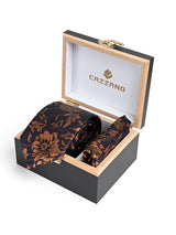 DARK NAVY COPPER FLORAL TIE SET