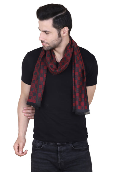 Cazzano Men Checked Woolen Muffler – Windproof Winter Neck Wrap