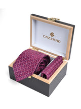 PLUM PINK DIAMOND TIE SET