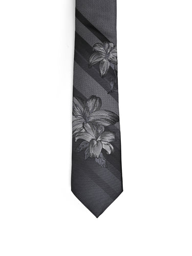 GREY JACQUARD FLORAL TIE SET