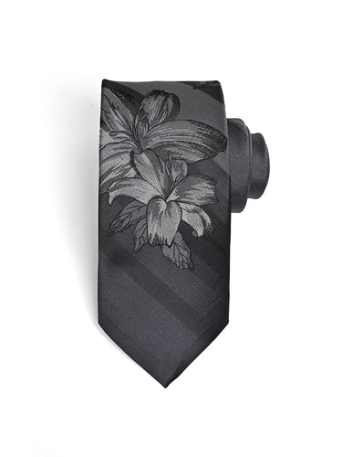 GREY JACQUARD FLORAL TIE SET