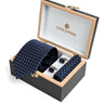 NAVY WHITE TIE SET WITH CUFFLINKS