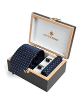 NAVY WHITE TIE SET WITH CUFFLINKS