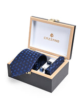 ROYAL BLUE MOTIF TIE SET 