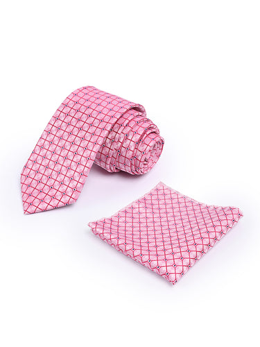Cazzano Checked Microfiber Tie & Pocket Square Set with Premium Box