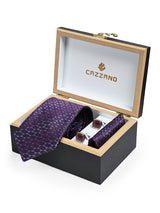 PURPLE GEOMETRIC TIE SET 