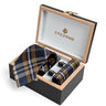 NAVY TARTAN TIE SET WITH CUFFLINKS