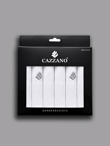 Men White Pack of 6 Pure Cotton Checked Handkerchiefs