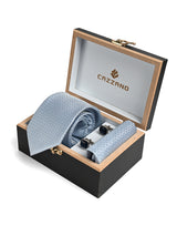 LIGHT BLUE TIE SET WITH CUFFLINKS