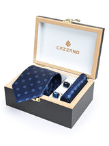 ROYAL BLUE GEOMETRIC TIE SET 
