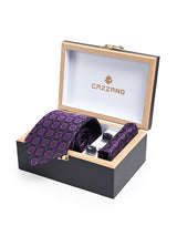 PURPLE GEOMETRIC TIE SET 