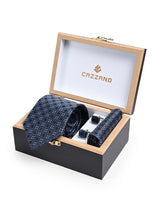 NAVY MICRO GEOMETRIC TIE SET 