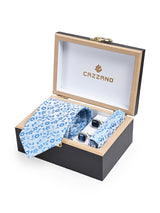 SKY BLUE FLORAL TIE SET 