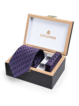 PURPLE GEOMETRIC TIE SET 