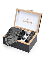 BLACK & GREY FLORAL TIE SET