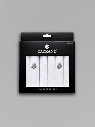 Men White Cotton Pack of 3 Checked and Pack of 3 solid Handkerchiefs