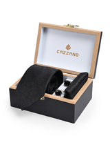 BLACK TEXTURED TIE SET 