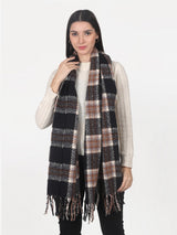 BLACK BROWN CHECKED STOLE
