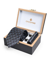BLACK & BLUE PAISLEY TIE SET 