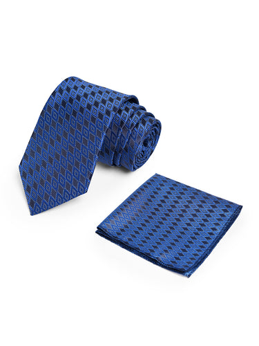 Men Printed skinny Tie With Pocket Square