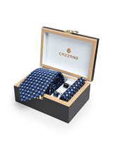 NAVY BLUE MEDALLION TIE SET 