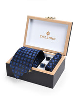 BLACK BLUE PRINTED TIE SET
