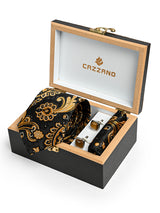 BLACK PAISLEY TIE SET 