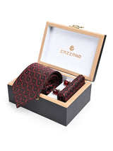 BLACK & RED GEOMETRIC TIE SET 