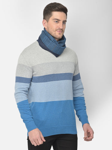 Cazzano Blue Striped Acrylic Muffler – Contemporary Men Fashion