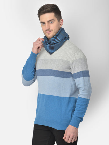 Cazzano Blue Striped Acrylic Muffler – Contemporary Men Fashion