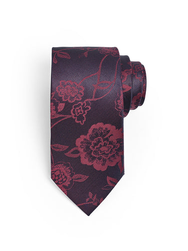 Cazzano Men Maroon Microfiber Tie Set with Matching Pocket Square & Cufflinks