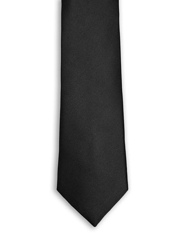 Black Solid Microfiber Formal Tie – Classic Style for Men