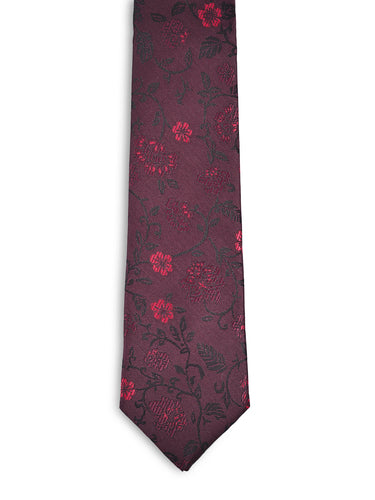 Maroon Necktie with a Subtle Floral