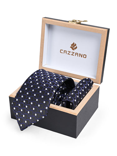Men Polka Print skinny Tie With Pocket Square