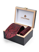 RED BLACK TIE & POCKET SQUARE